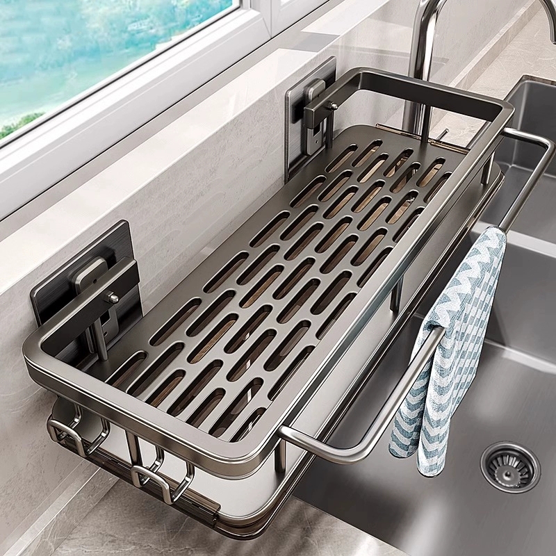 Kitchen Gadgets Rack - Multifunctionele keukenplank, droogrek, mop-opbergplaats, wandmontage zonder