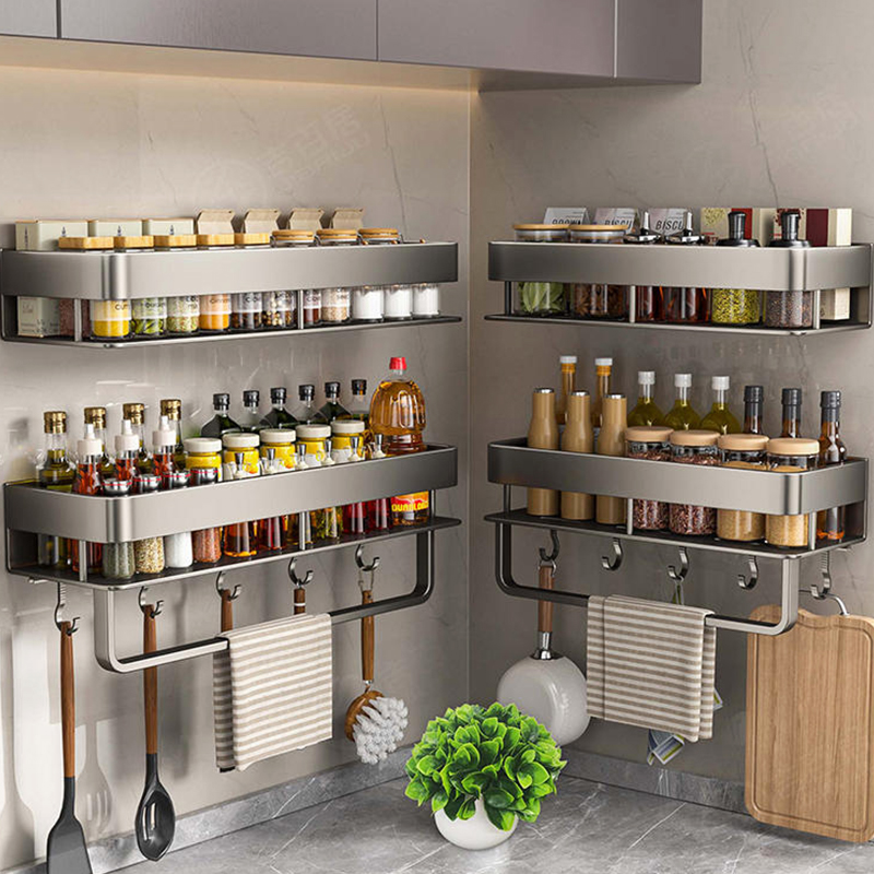 Kitchen Gadgets Rack - Aluminium keukenrek Keukenplank Toiletopbergruimte Geen boor