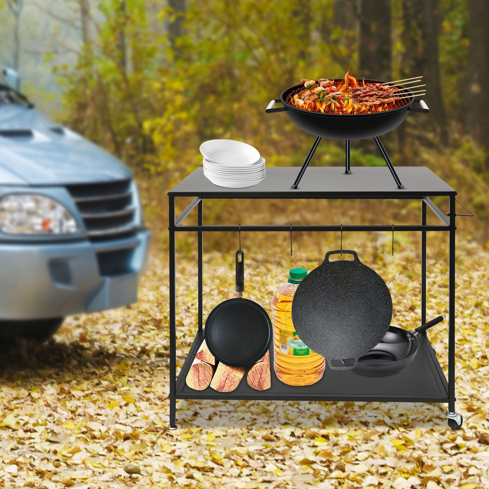 Verrijdbare kooktafel met dubb - Kitchen Gadgets Rack recensie en prijs